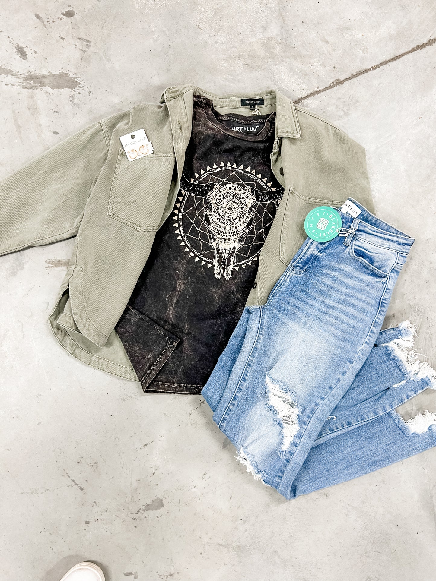 Aztec Cow Skull Graphic Tee