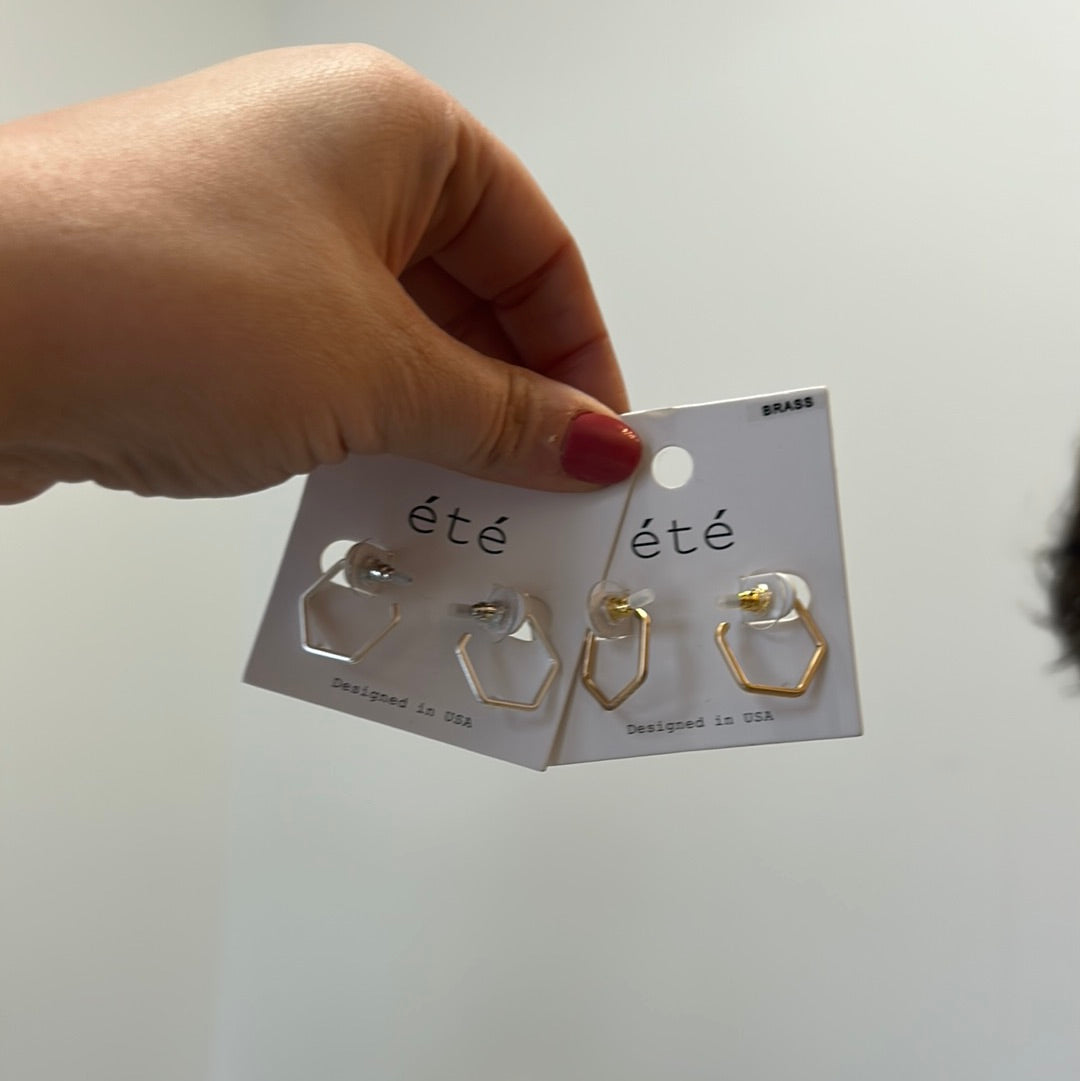 Hexagon dainty hoops