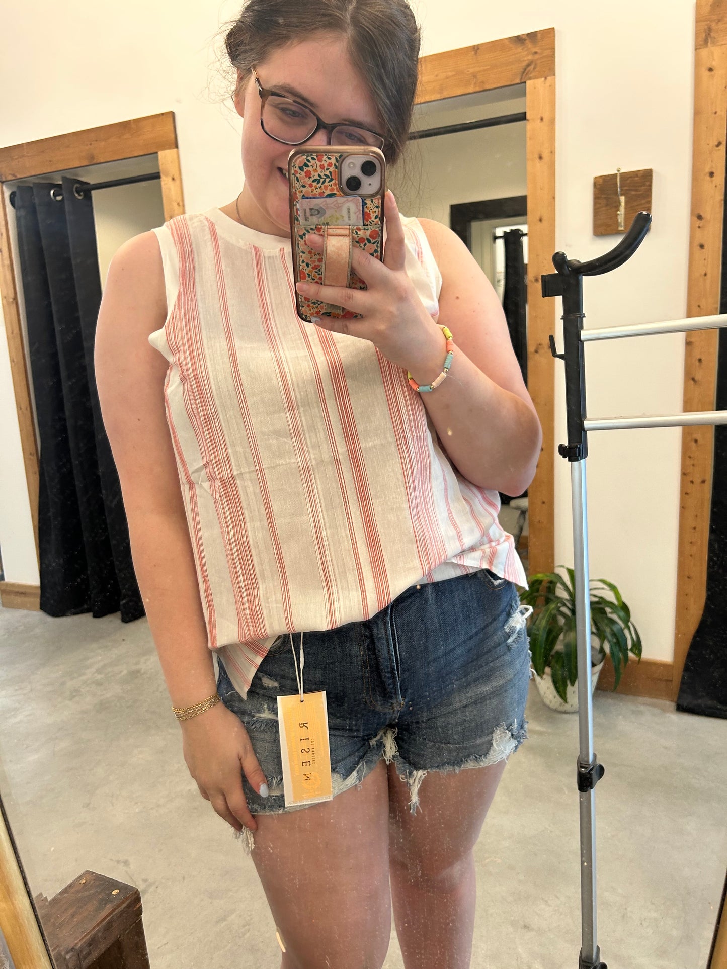 Mixed Media Stripe Tank Top