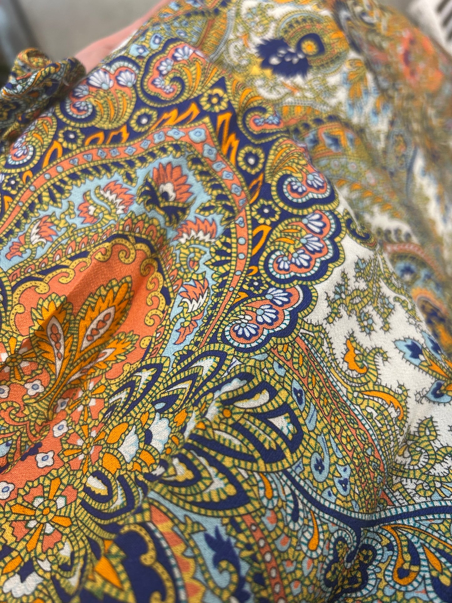 Blue Paisley Tie Waist Floral Dress