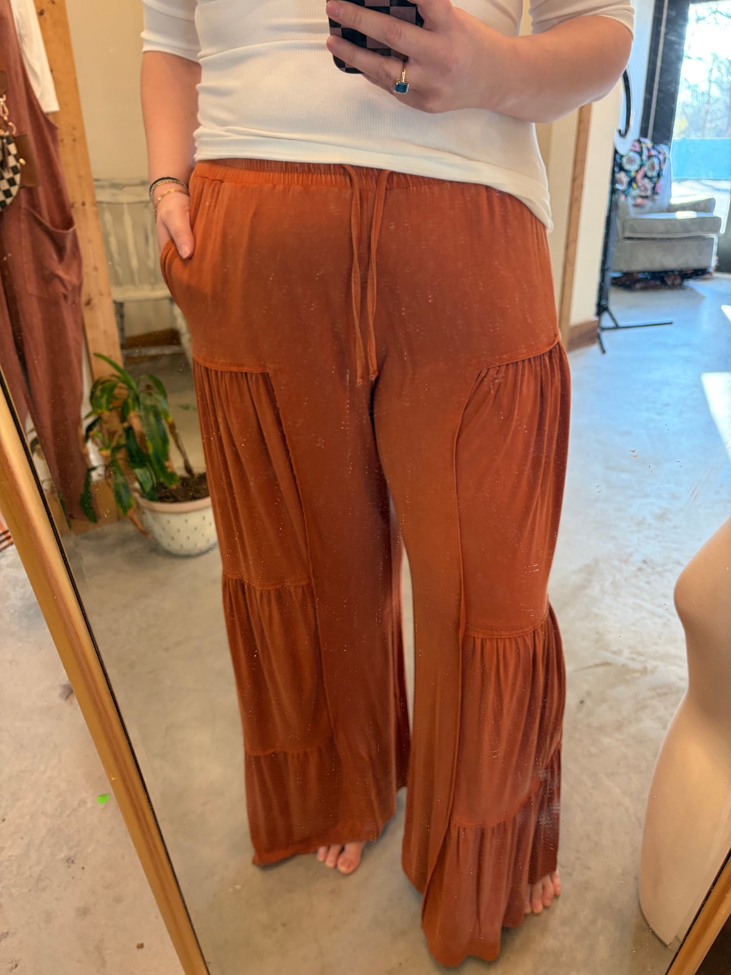 Rust Flowy Leg Pants