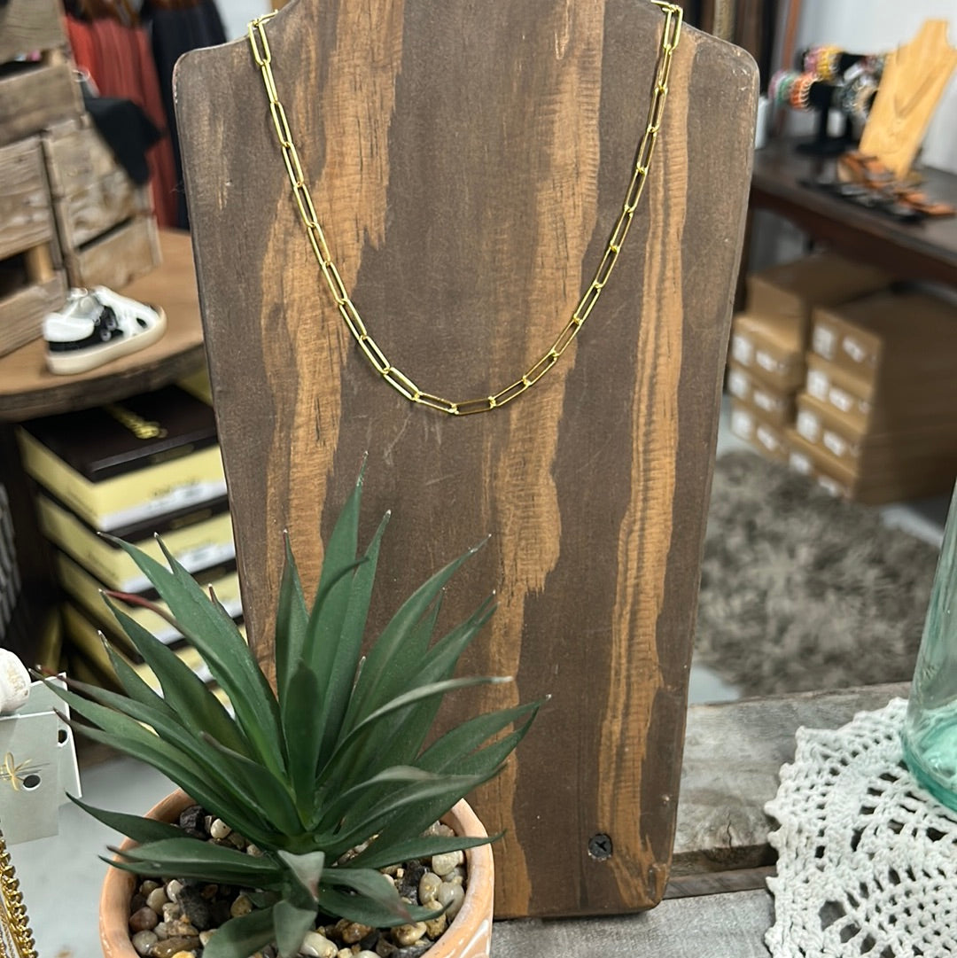 18K Gold Plated Paperclip Necklacke