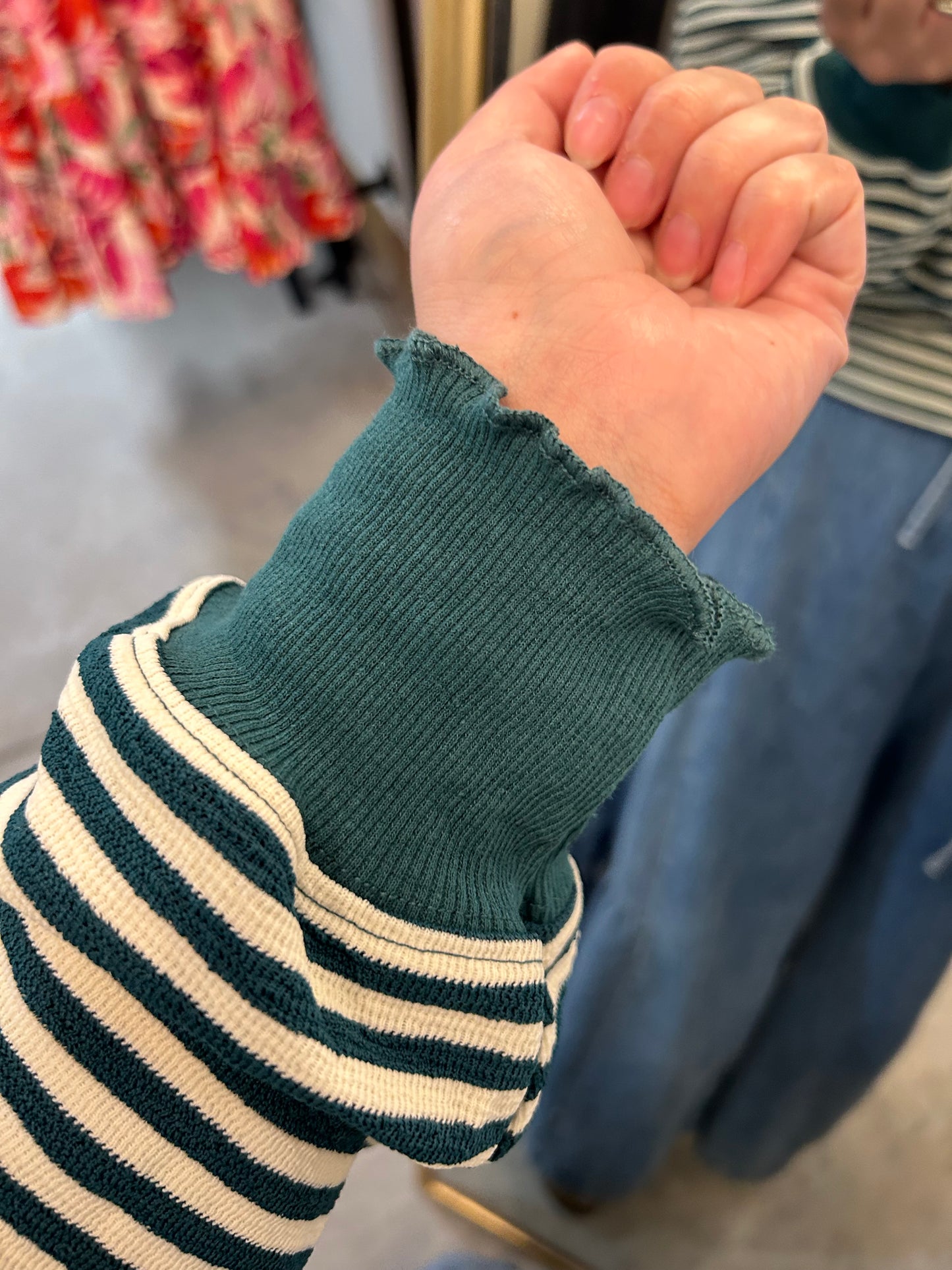 Give Me Green Lettuce Hem Long Sleeve Top