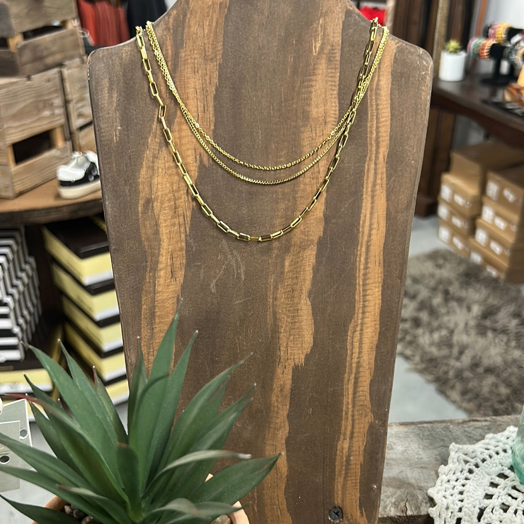 Triple Threat 18K Gold Plated Necklace