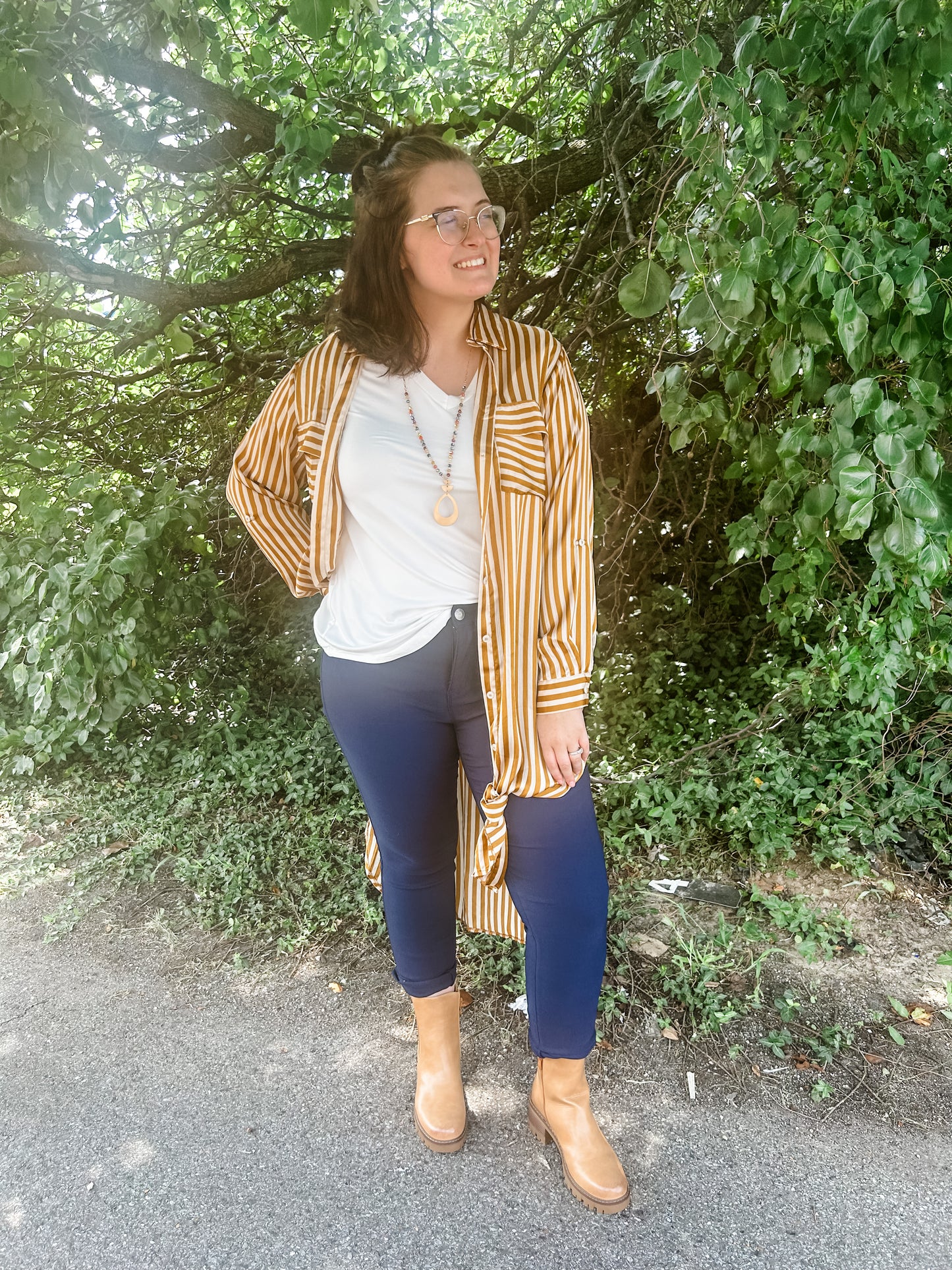 Perfect Pinstripe Button-Up Dress