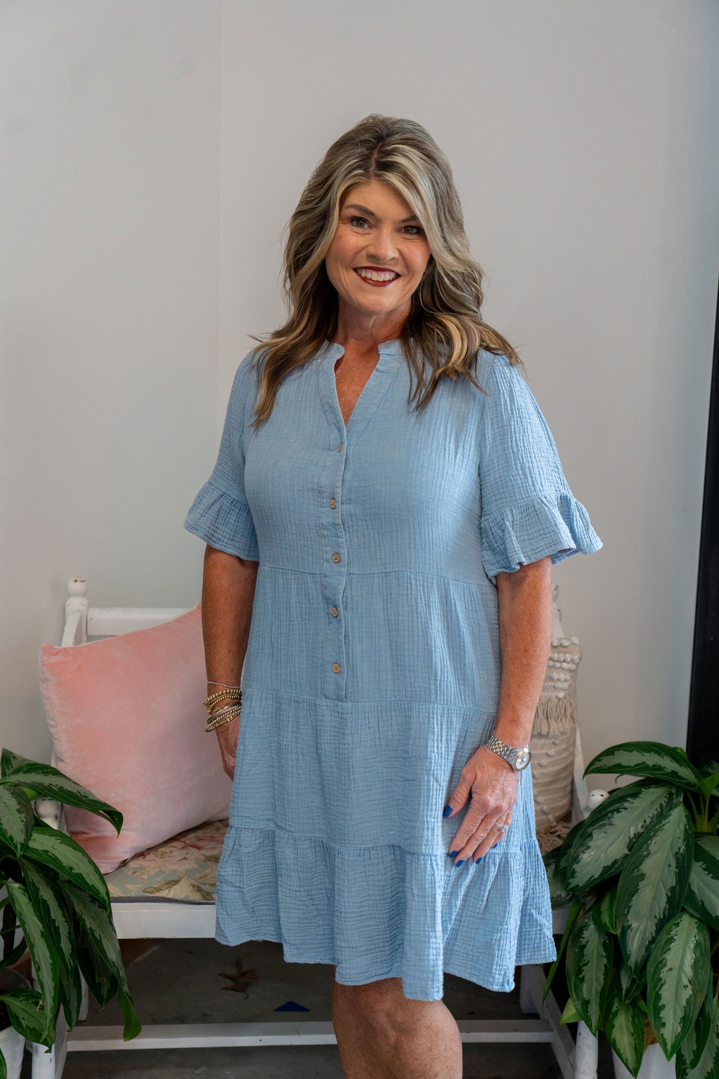 Flowy Denim Button Dress