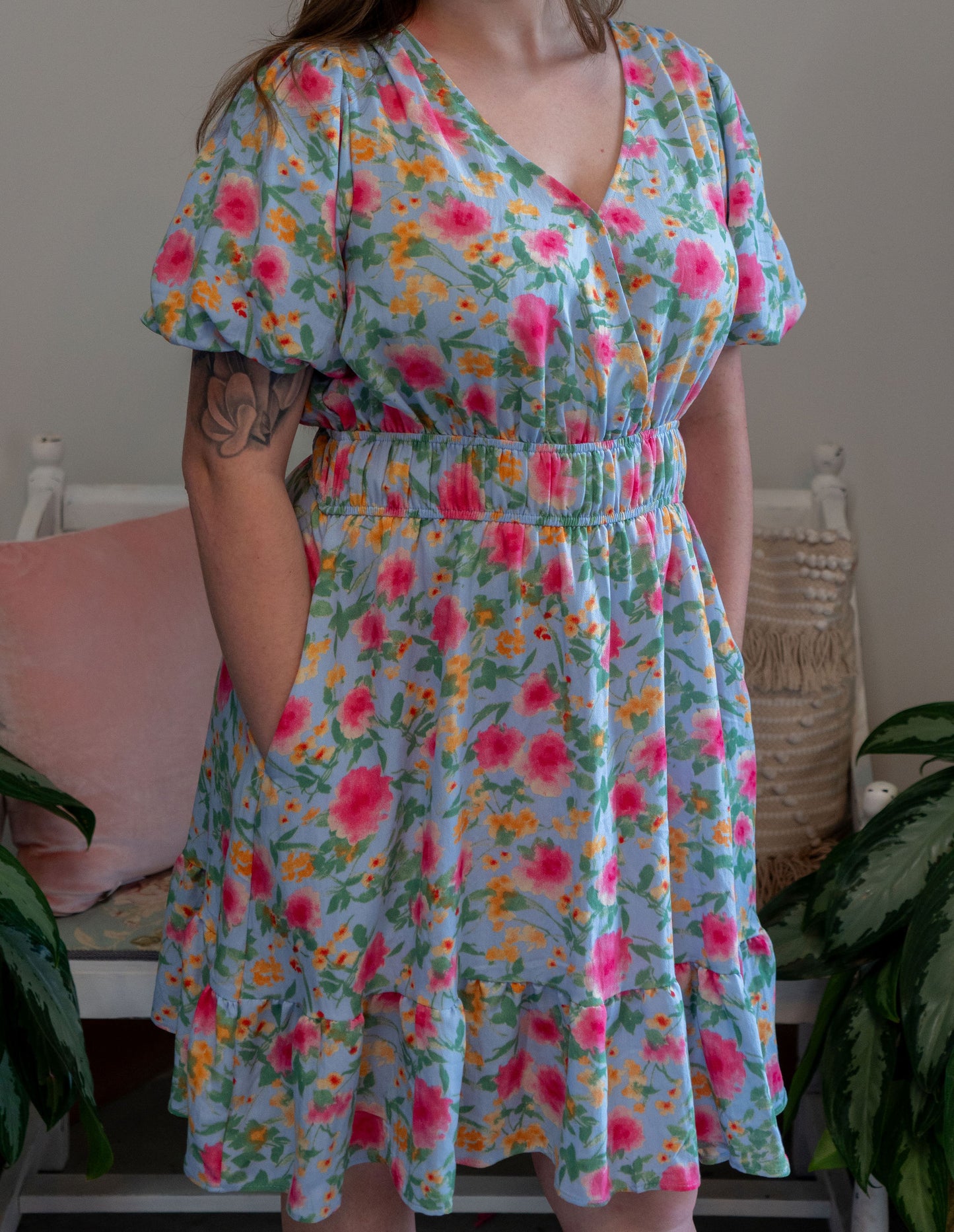 Dusty Blue Florals Dress