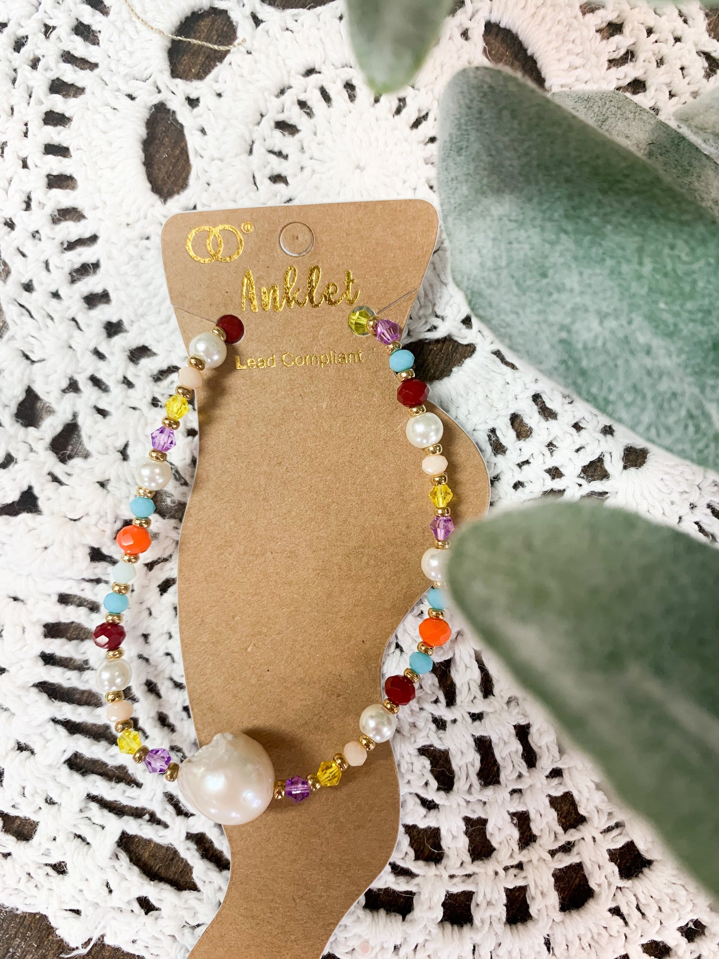 Multi Colored Beaded Anklet