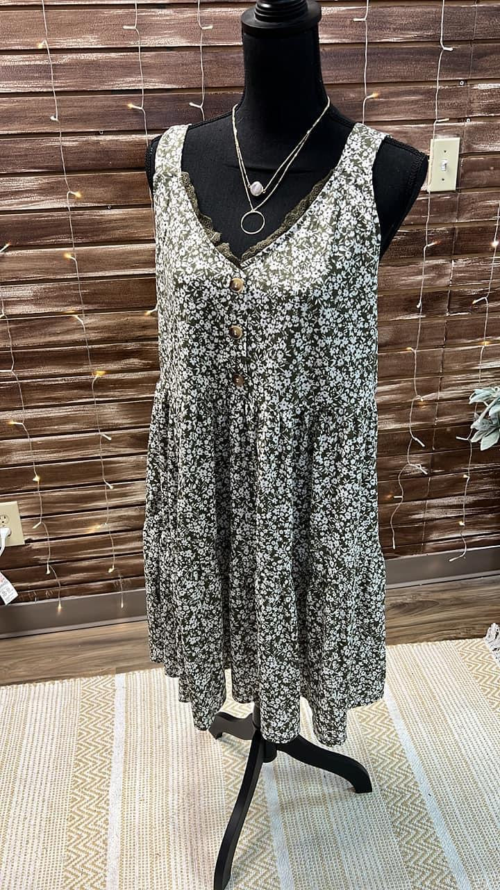 Pickin Wild Flowers Sage Dress