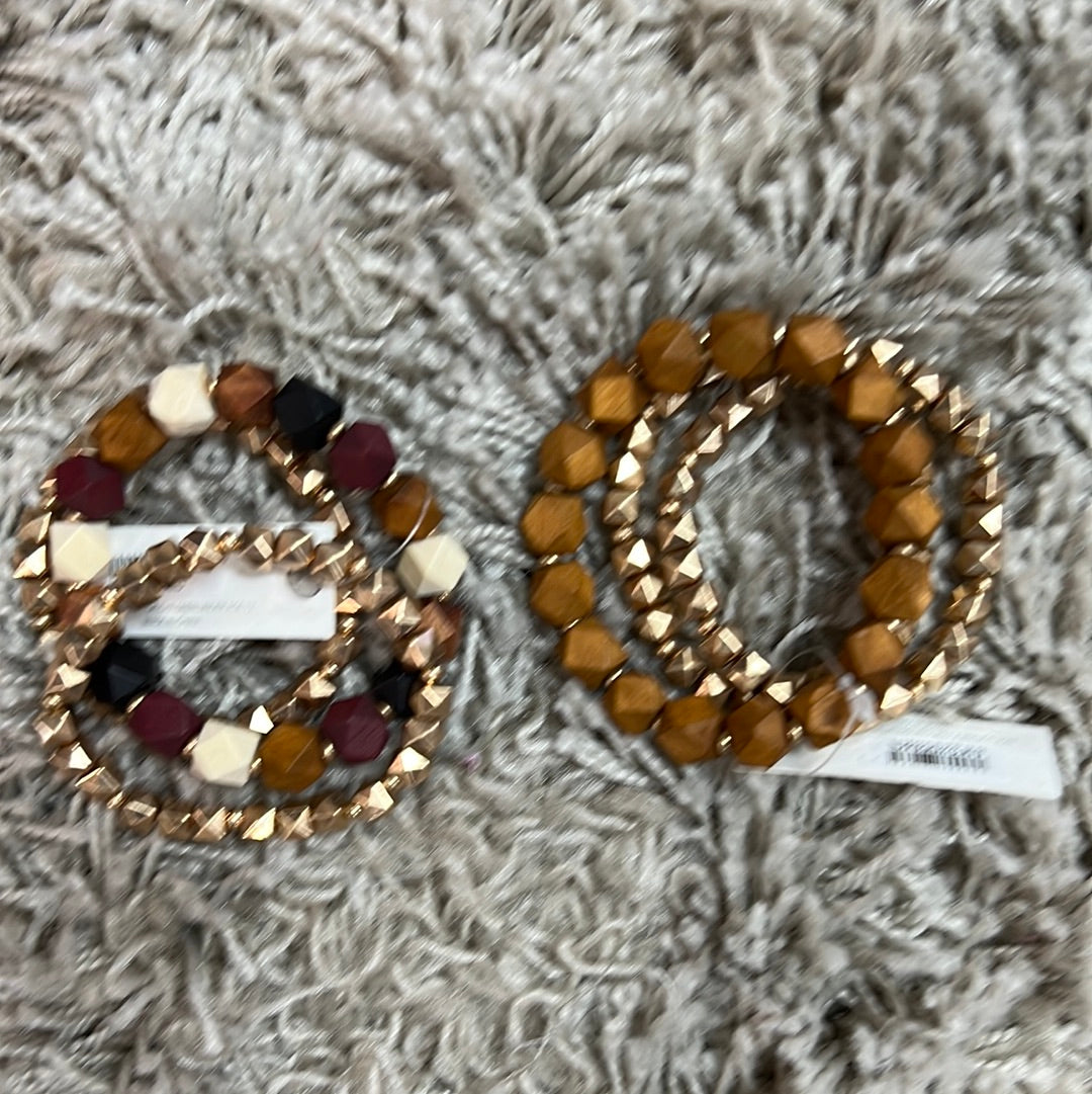Wood and Gold Bracelet Stack