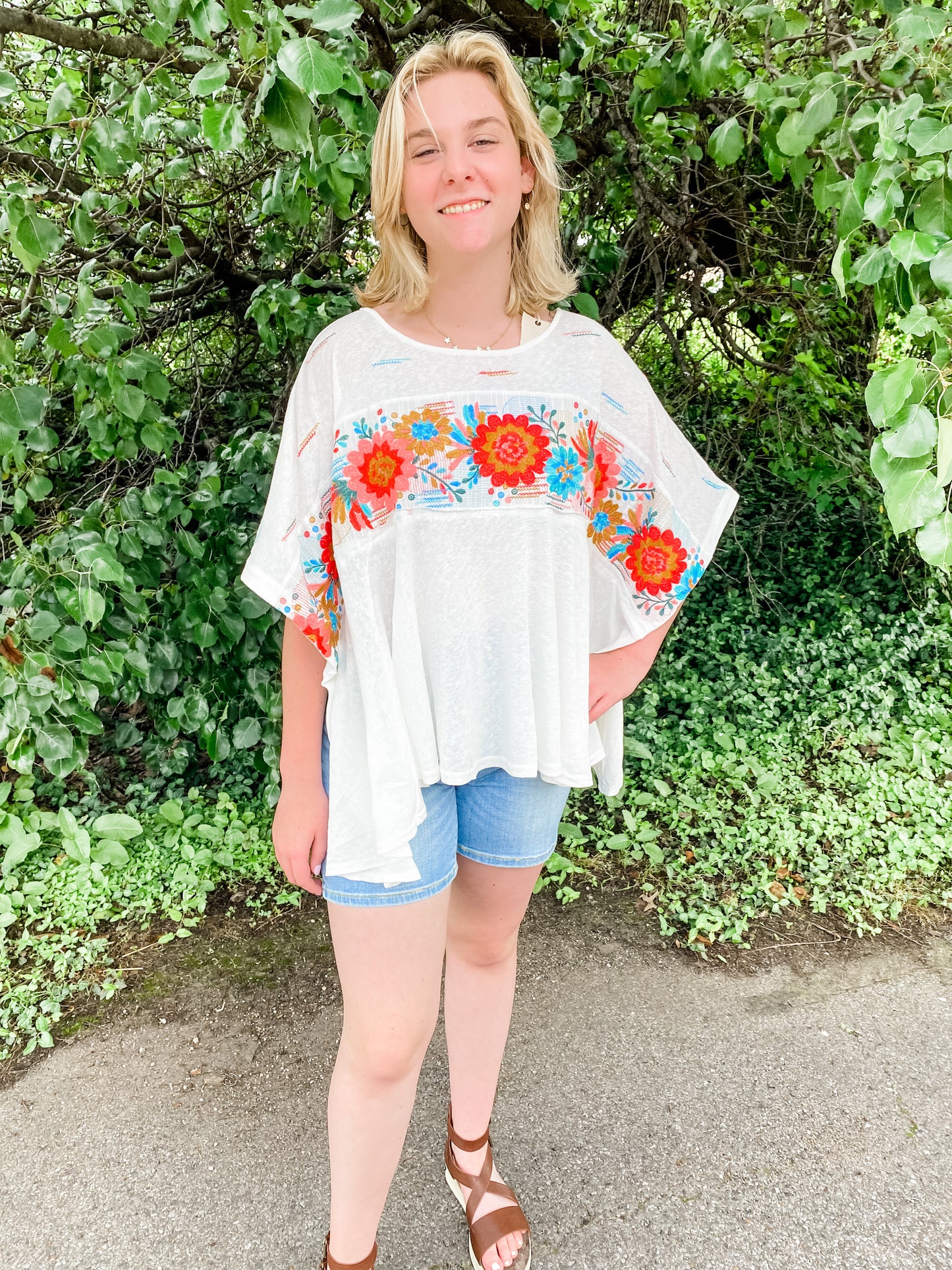 One More Time Ivory Florals Top