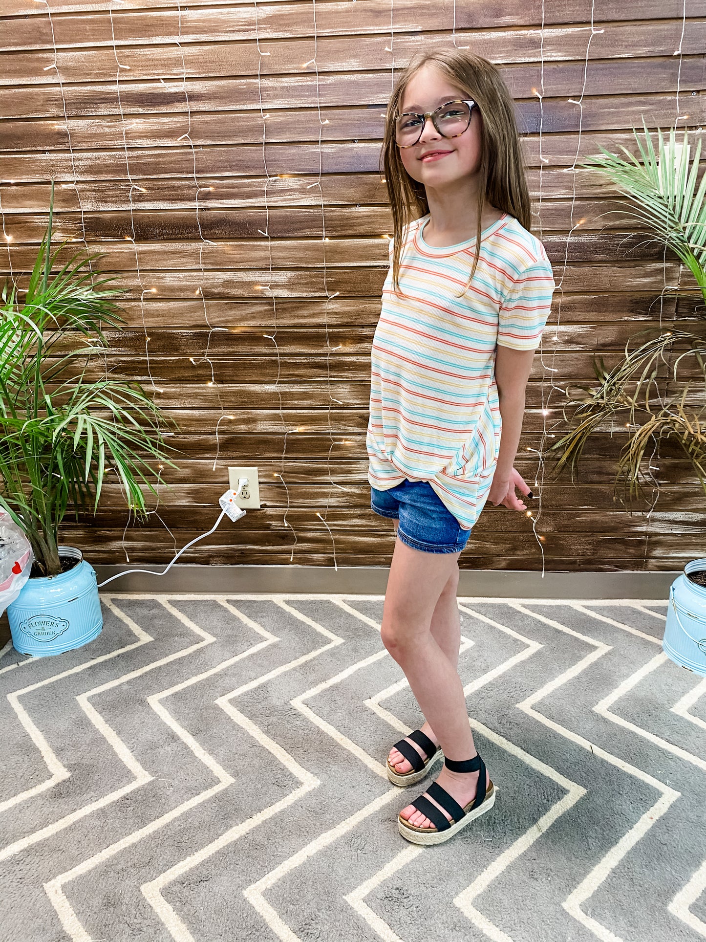 Tween Stripe Knot Top