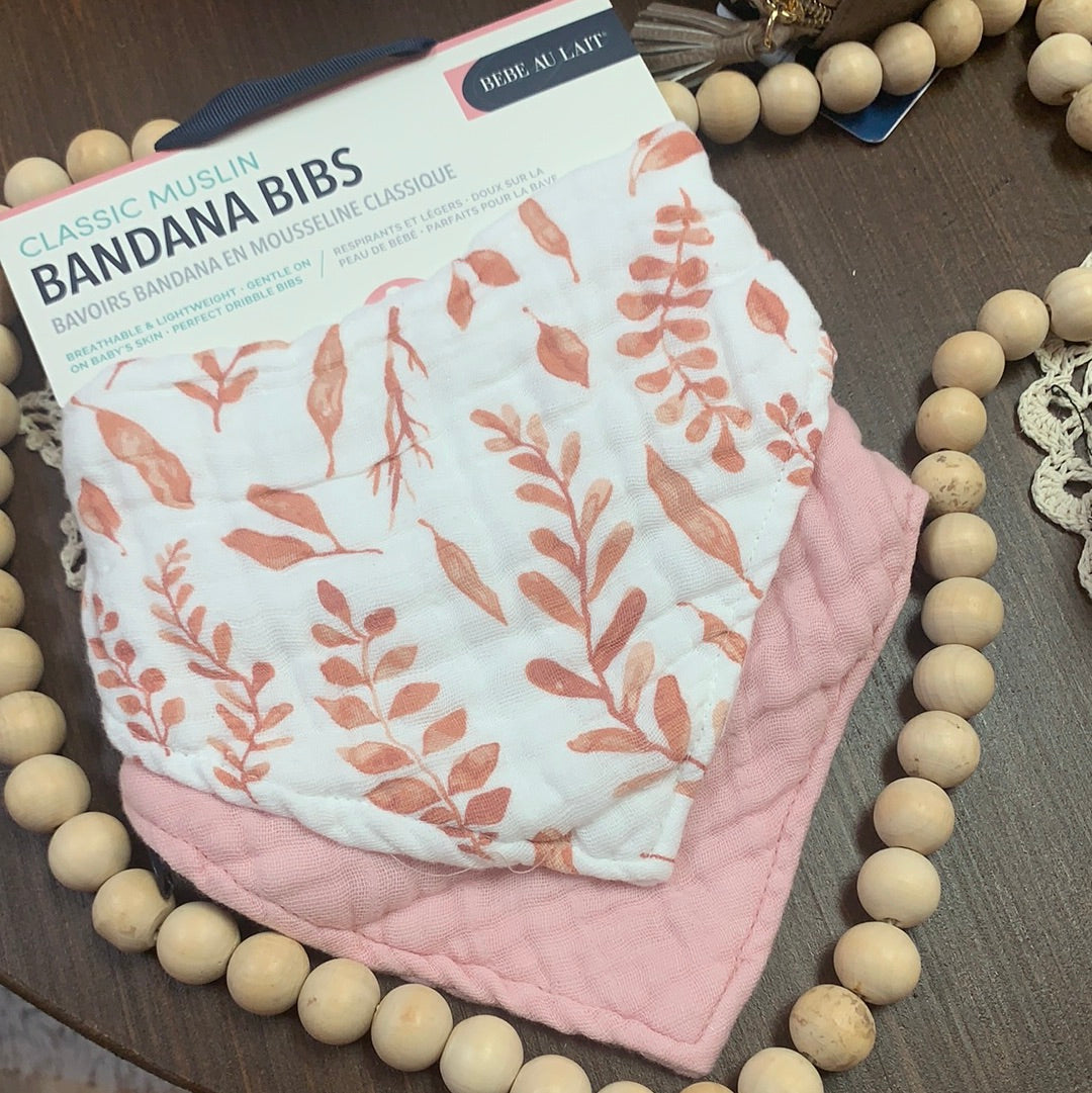 Pink Leaves and Cotton Candy Bib Set