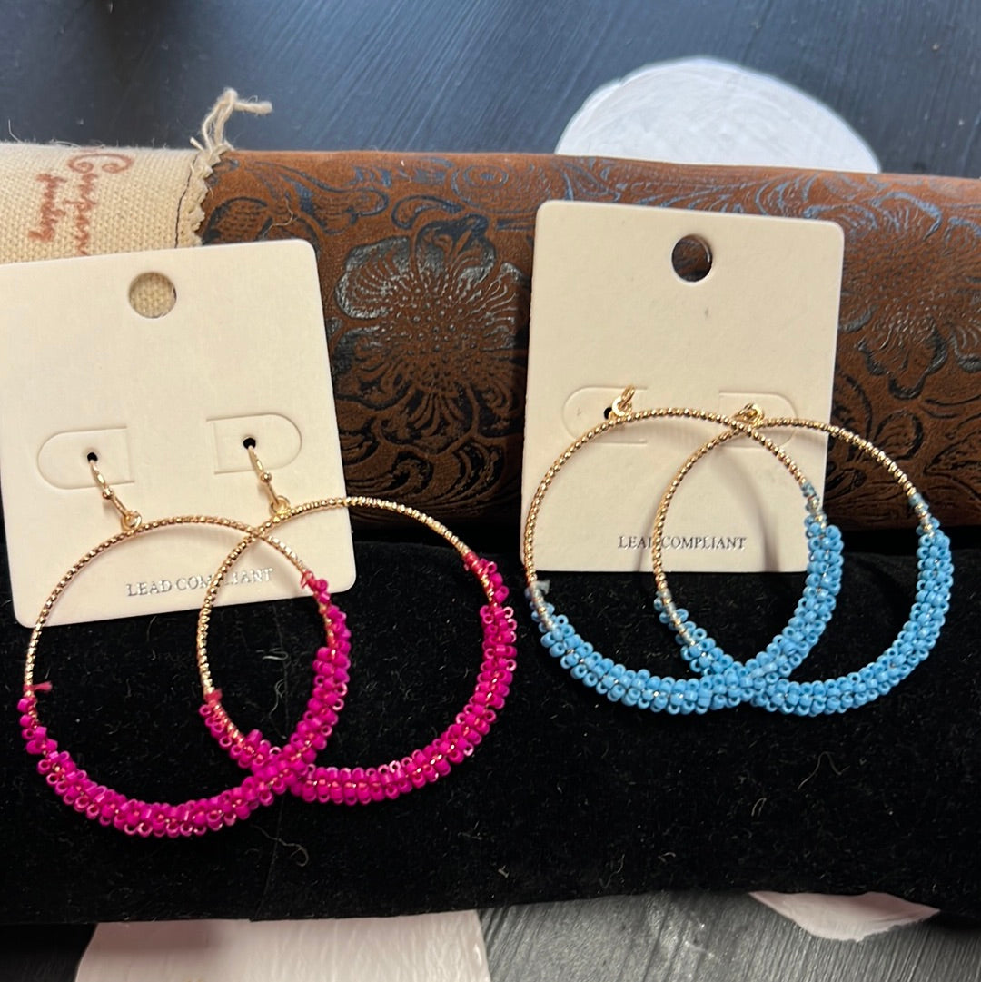 Half Beaded Hoops