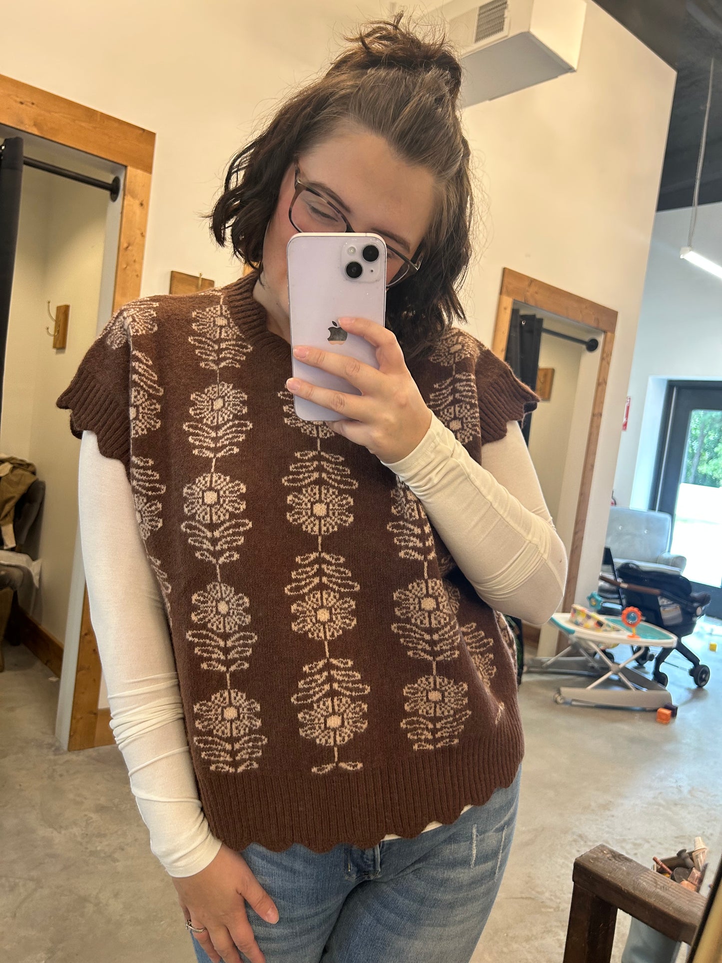 Ruffled Edge Pullover Sweater