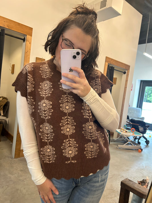 Ruffled Edge Pullover Sweater