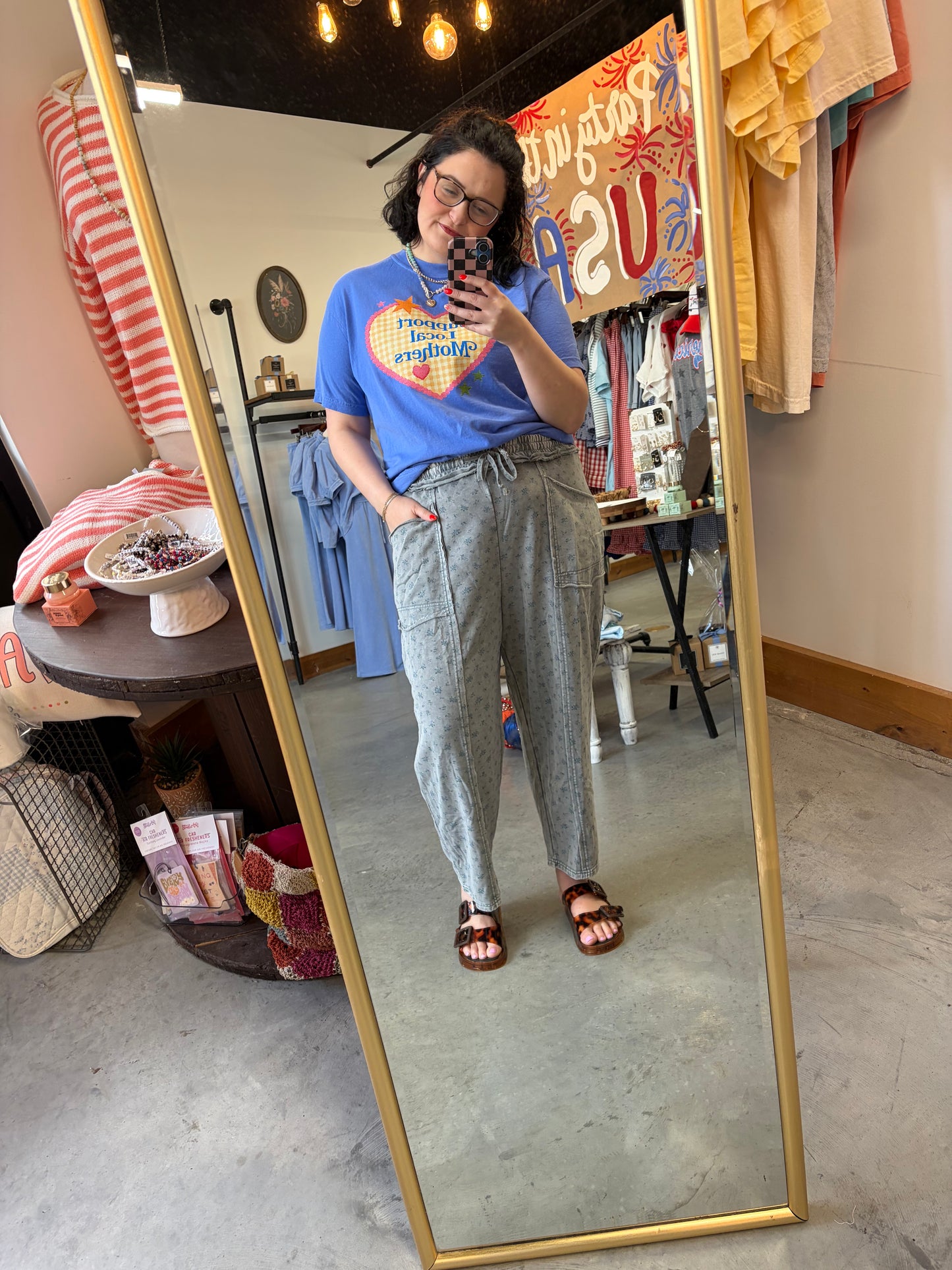 Indigo Blossom Barrel Sweatpants