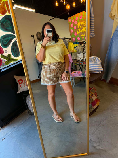 Lace Gingham Shorts