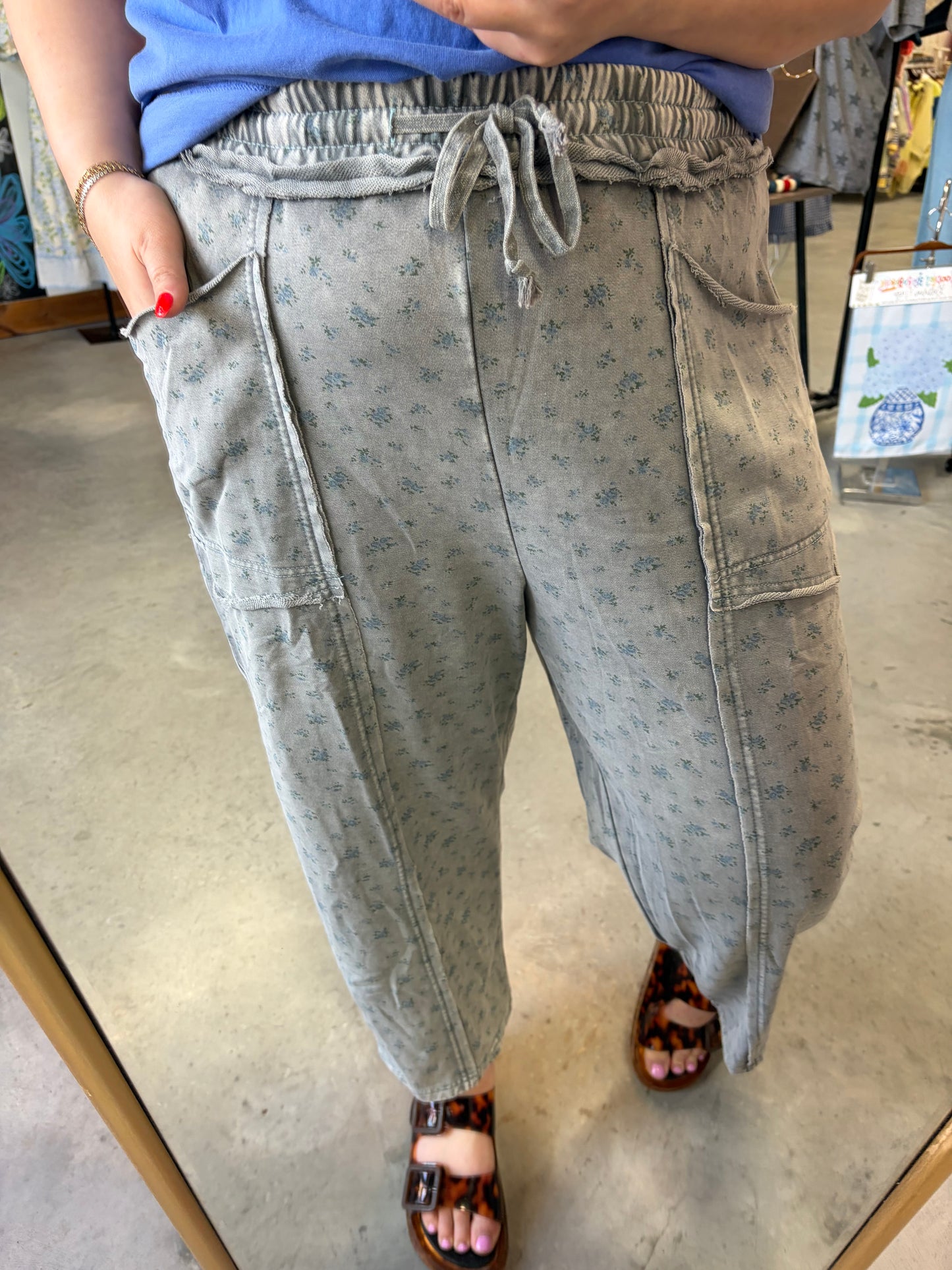 Indigo Blossom Barrel Sweatpants