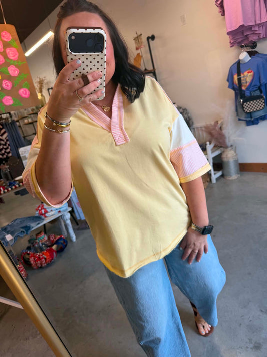 Pink Lemon Collar Tee
