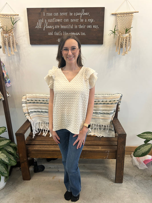 Textured Cream Tank Blouse