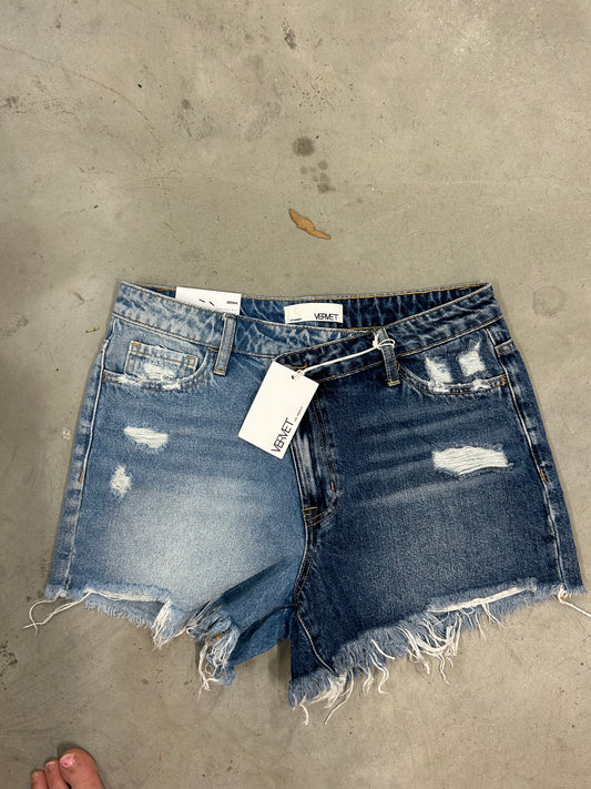 Mismatched Denim Shorts