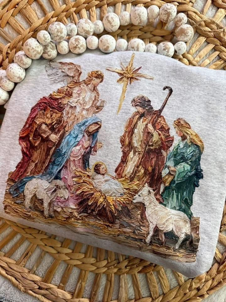 Faux Hand Painted Manger Tee