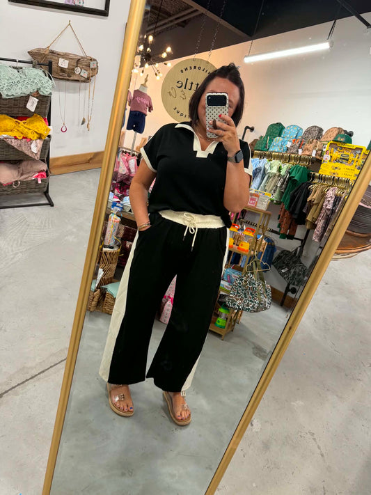 Black Ivory Barrel Pants