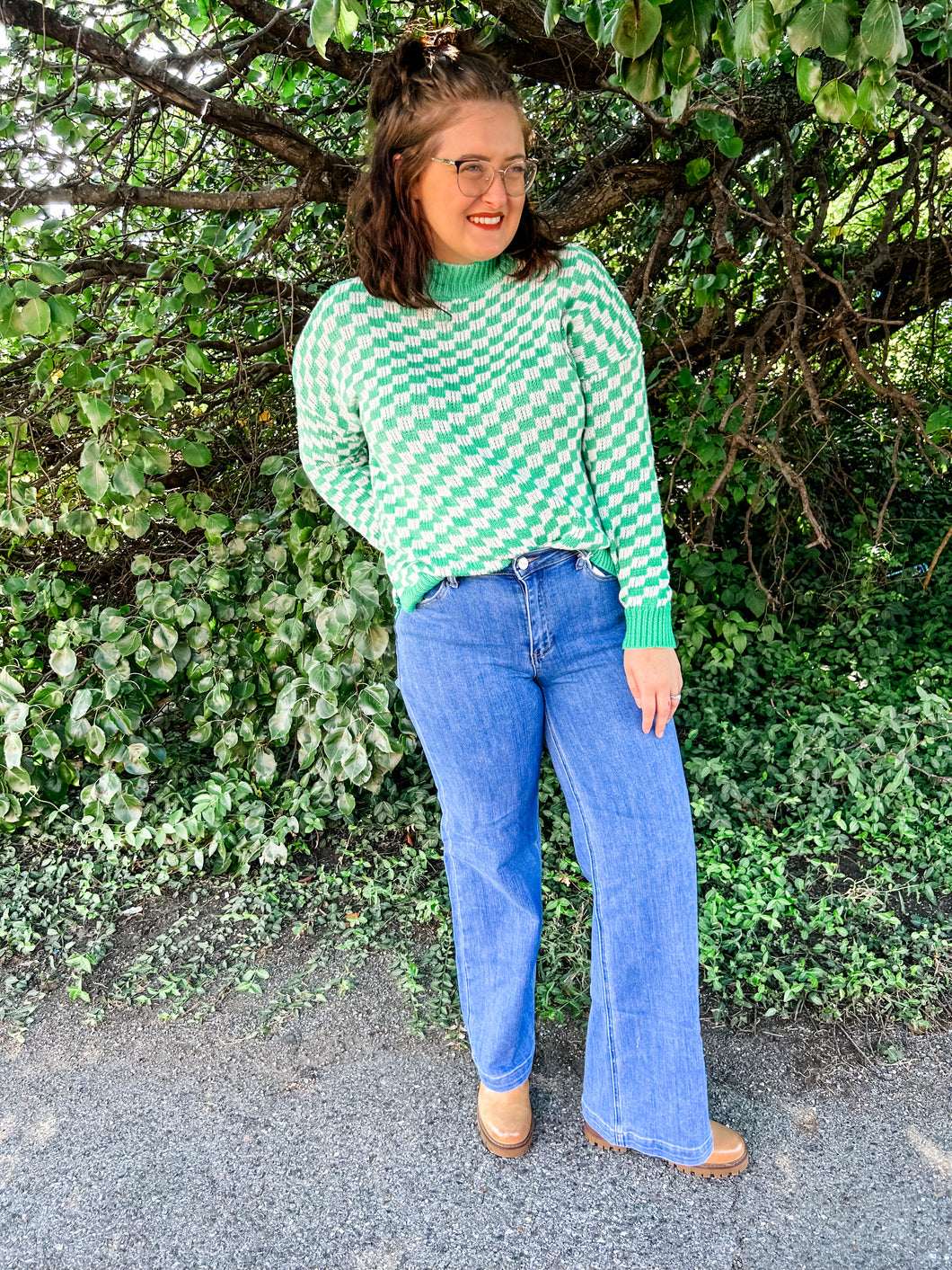 Retro Green Checker Sweater