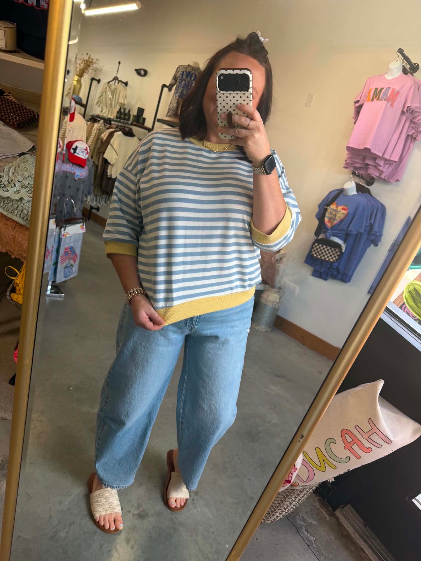 Yellow Detail Striped Tee