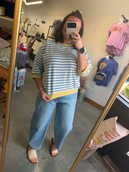 Yellow Detail Striped Tee