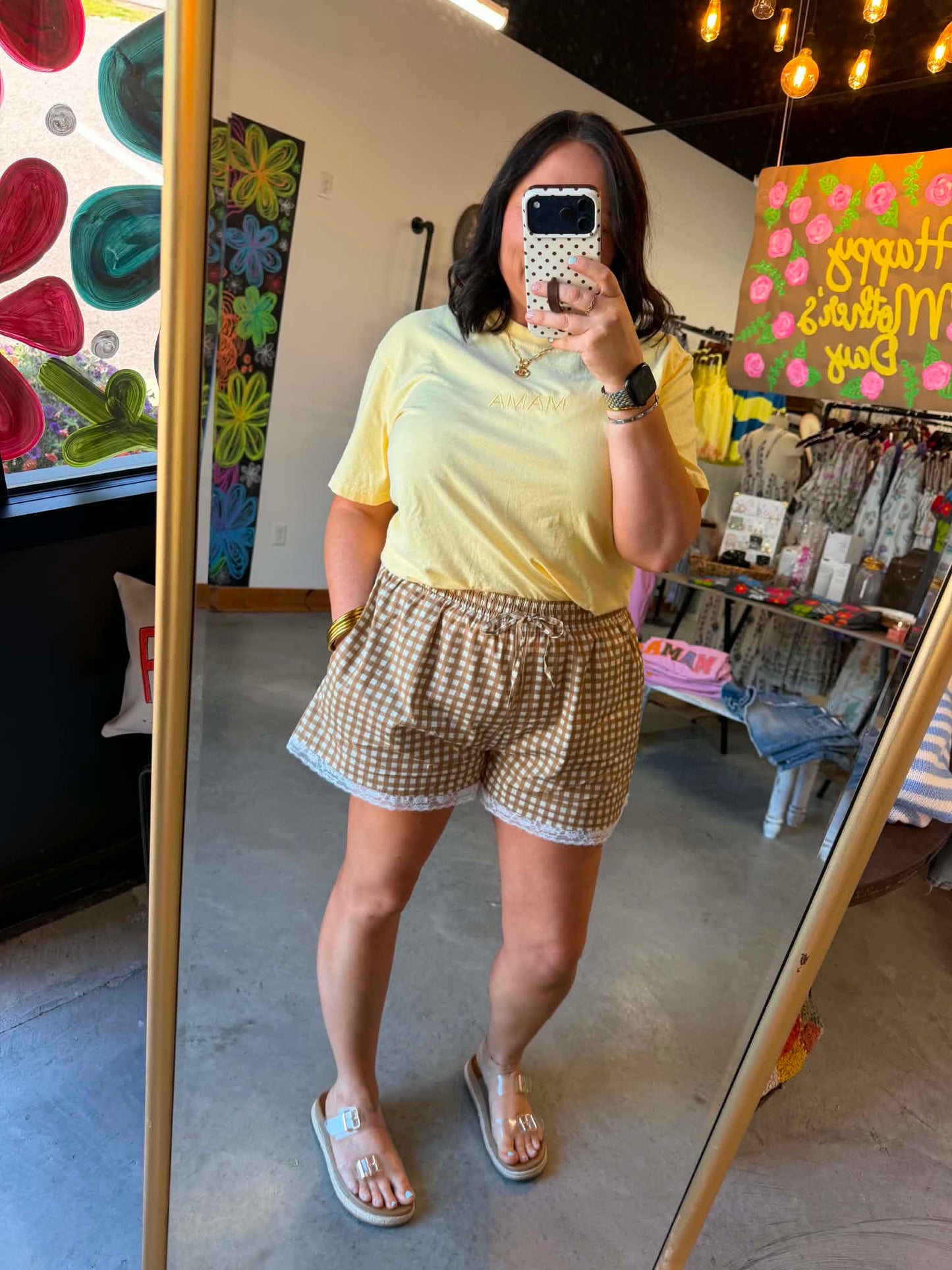 Lace Gingham Shorts