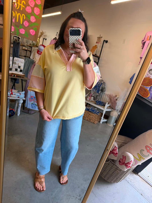 Pink Lemon Collar Tee