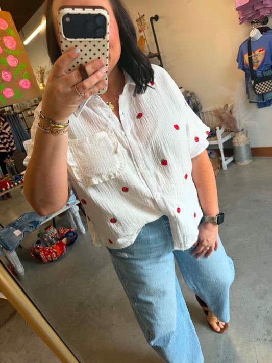 Berry Patch Button Top