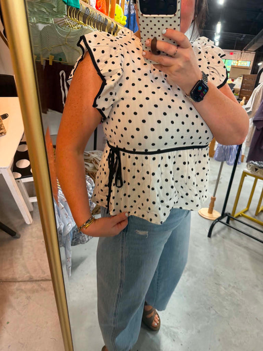 Polka Dot Ruffle Charm Top