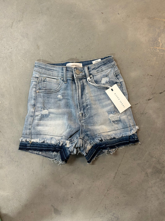 Risen Light Wash Distressed Shorts