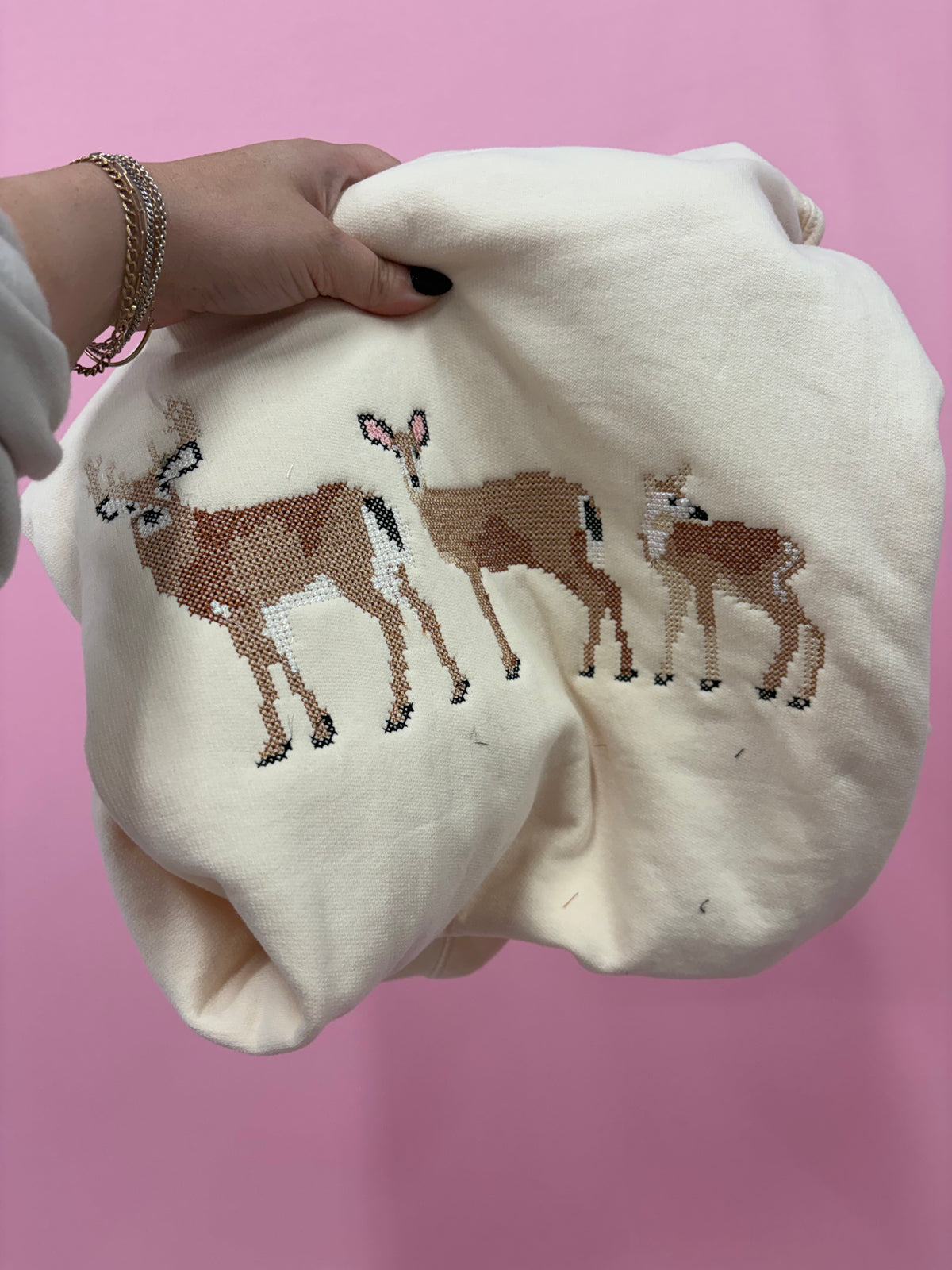 Needlepoint Deer Sweatshirt