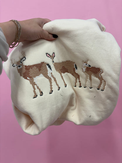 Needlepoint Deer Sweatshirt