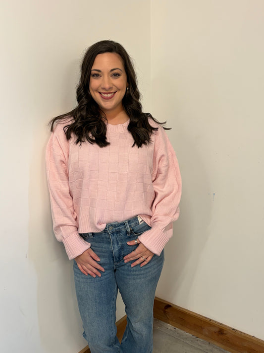 Soft Pink Check Sweater