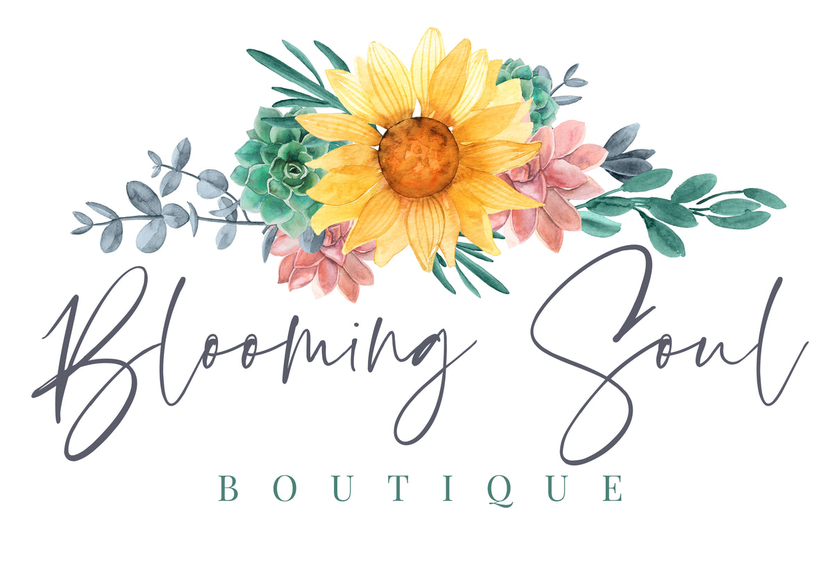 Brand logo. Sunflower and succulents. Blooming Soul Boutique