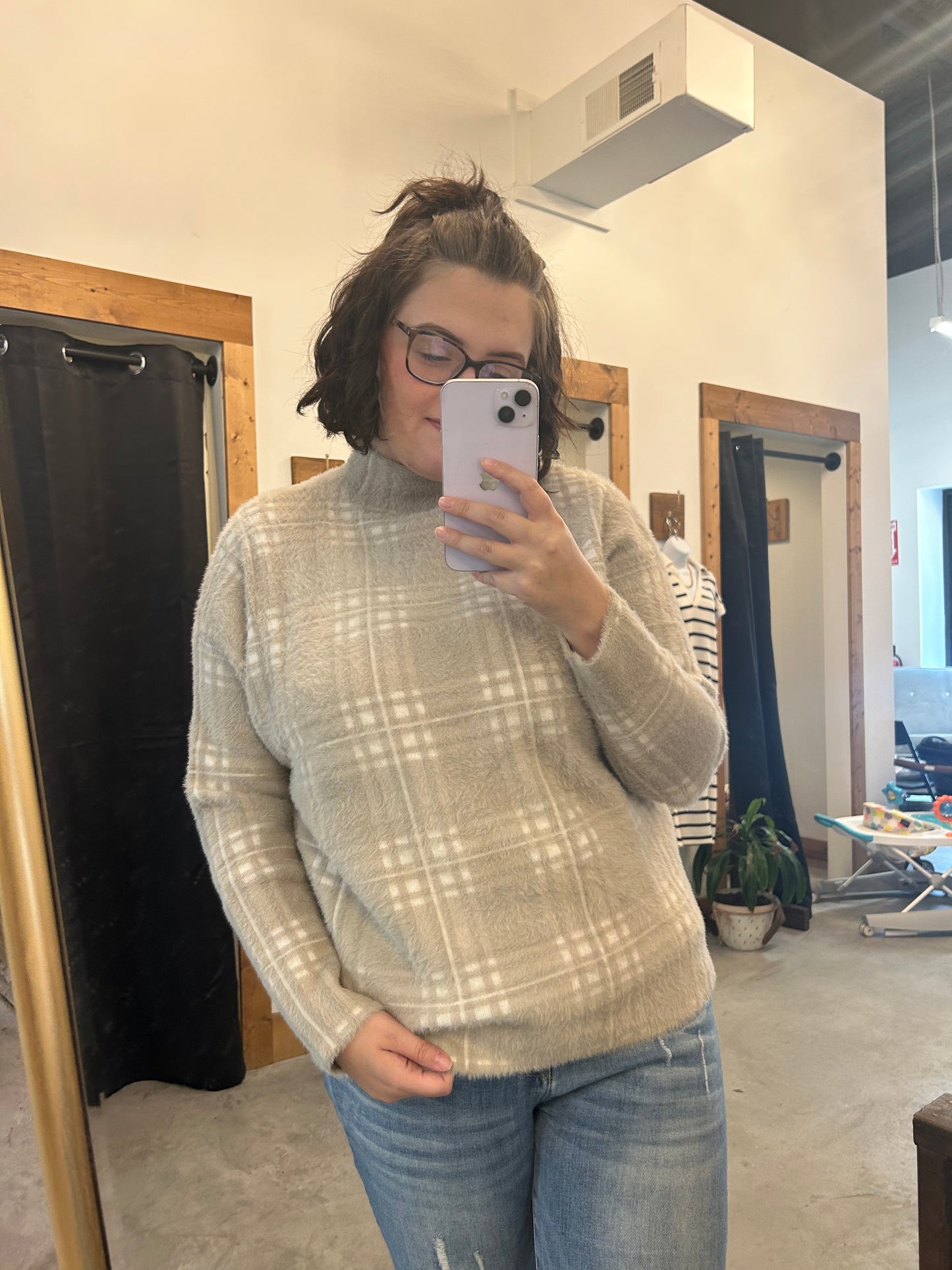 Teddy Soft Plaid Sweater