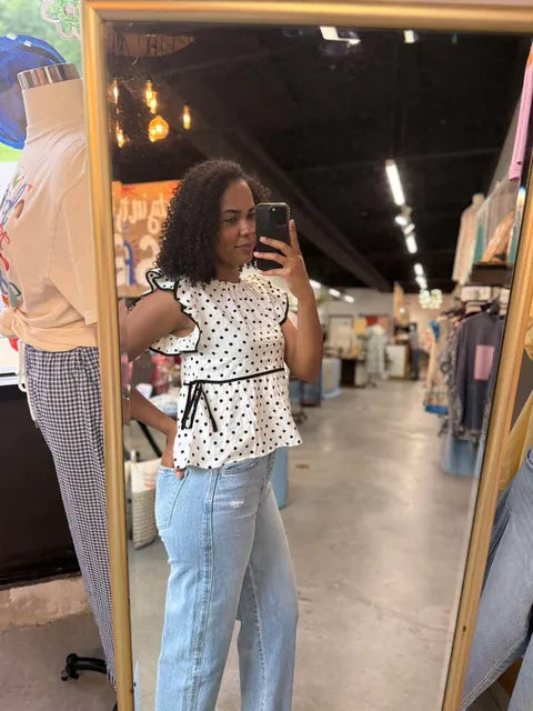 Polka Dot Ruffle Charm Top