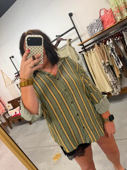 Hayride Yellow Striped Flannel
