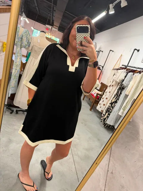 Black Ivory Quarter Sleeve Dress