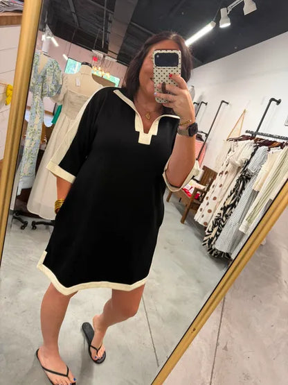 Black Ivory Quarter Sleeve Dress