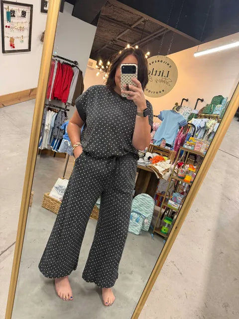 Charcoal Polka Dot Lounge Set