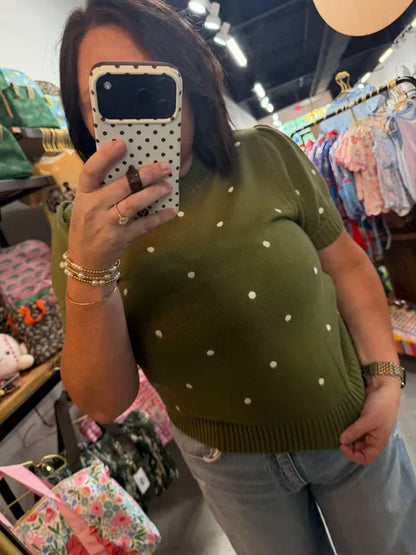 Olive Polka Dot Sweater