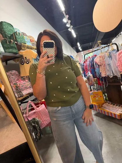 Olive Polka Dot Sweater
