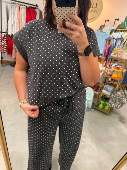 Charcoal Polka Dot Lounge Set