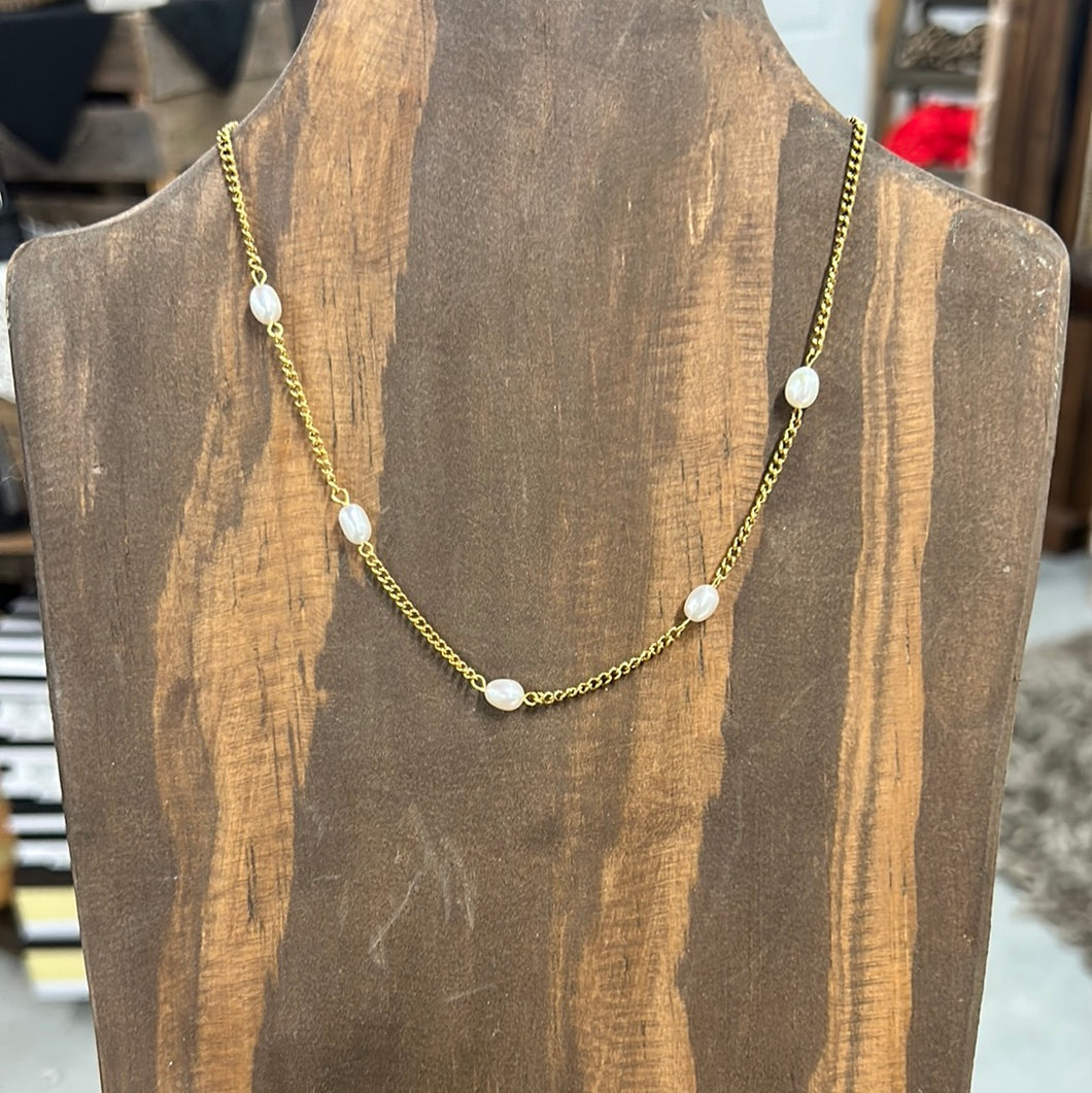 18K Gold Freshwater Pearl Chain